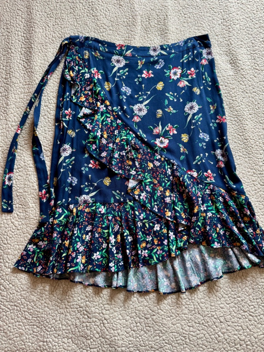 Liz Claiborne Floral Faux Wrap Hi Low Skirt Size 8 Work Office Teacher